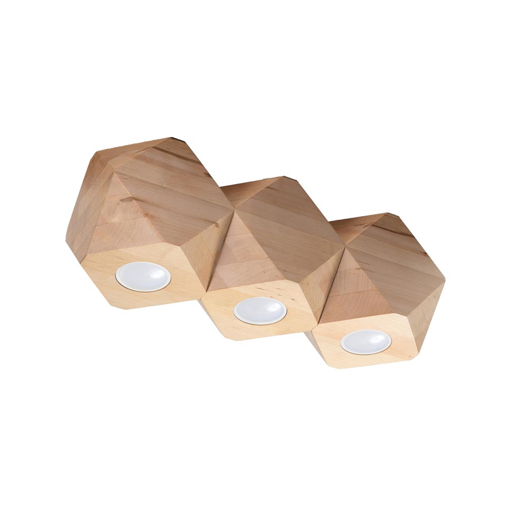 Aplique de techo de Madera Natural WOODY 3, GU10