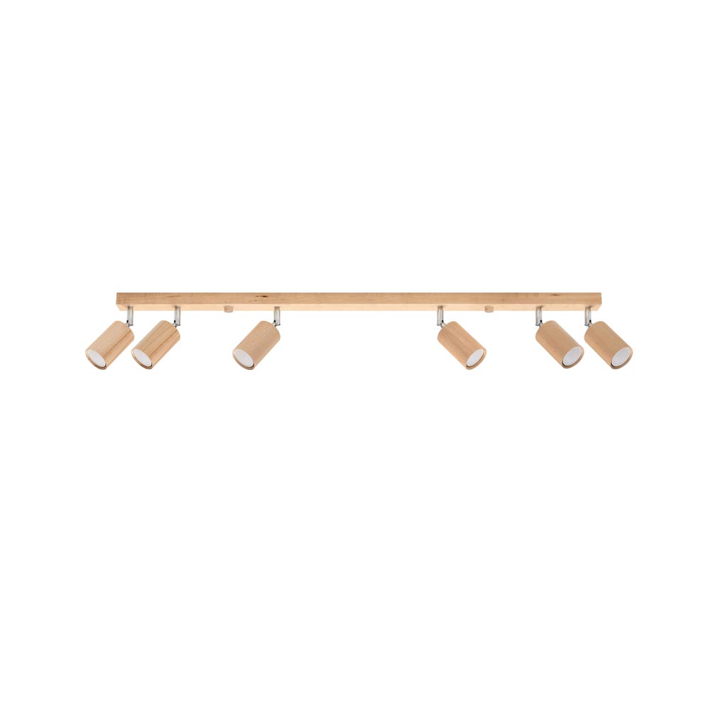 Aplique de techo BERG 6, madera natural, GU10
