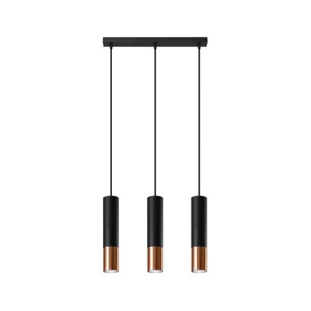 Lámpara de techo LOOPEZ 3L negro, GU10/cobre