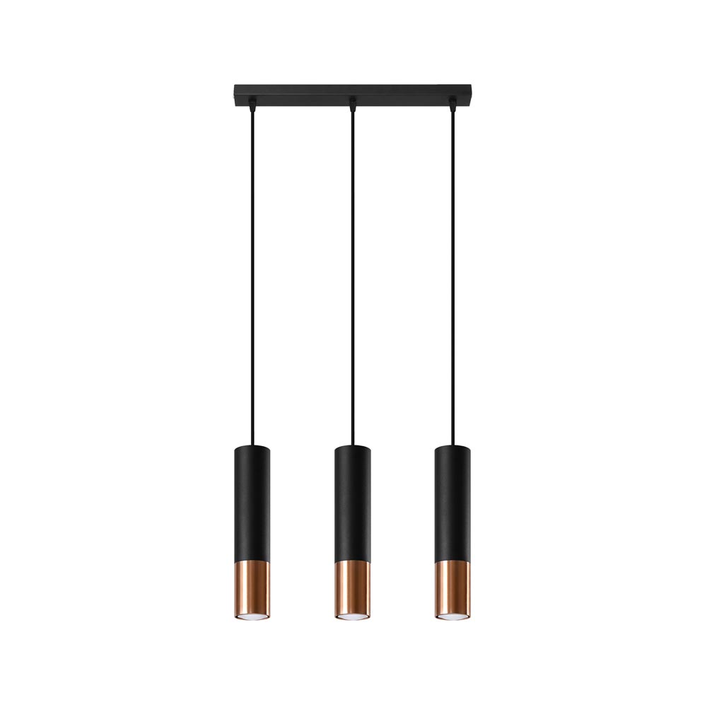 Lámpara de techo LOOPEZ 3L negro, GU10/cobre