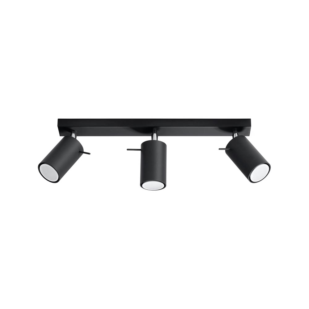 Aplique de techo RING 3 negro, GU10