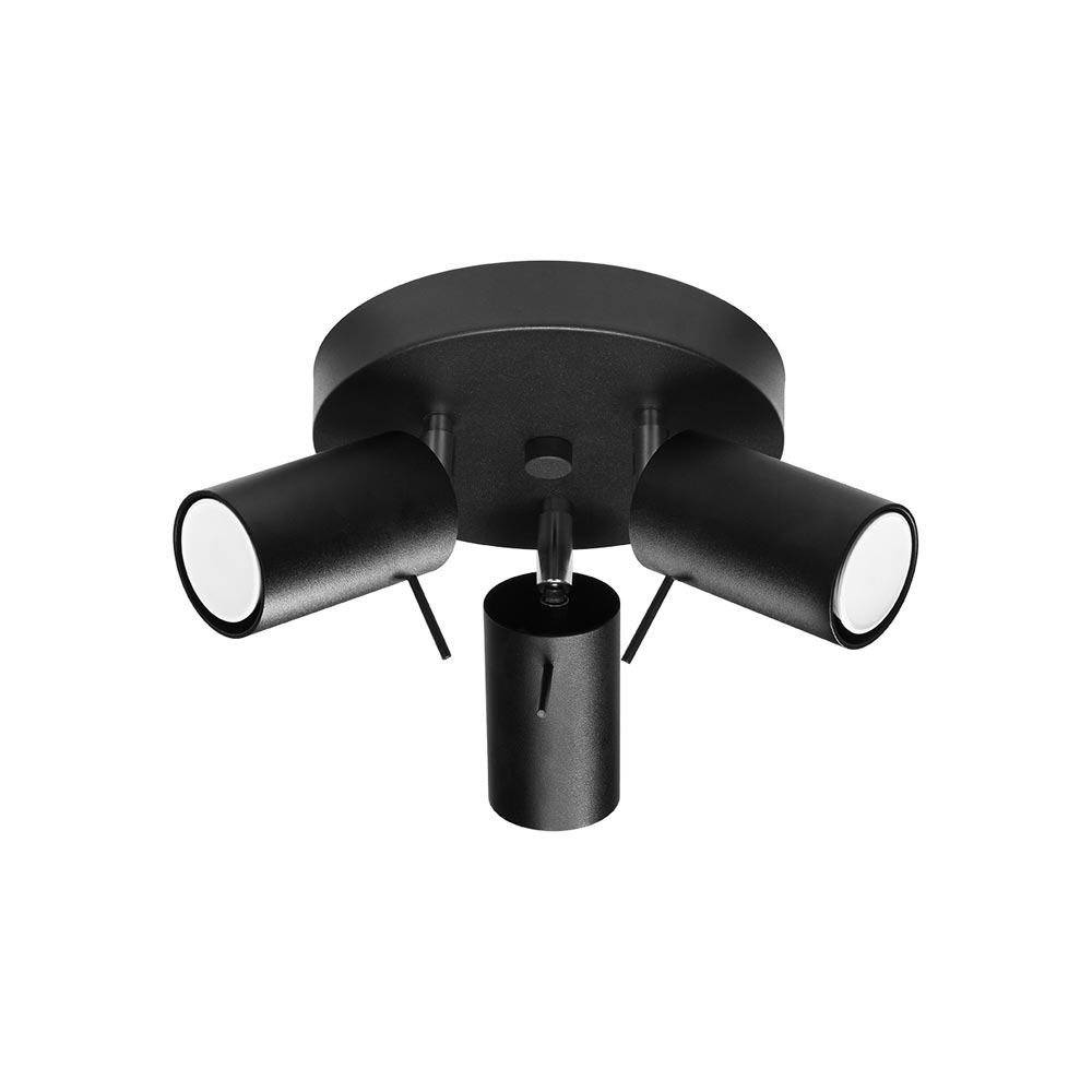 Aplique de techo RING 3P negro, GU10