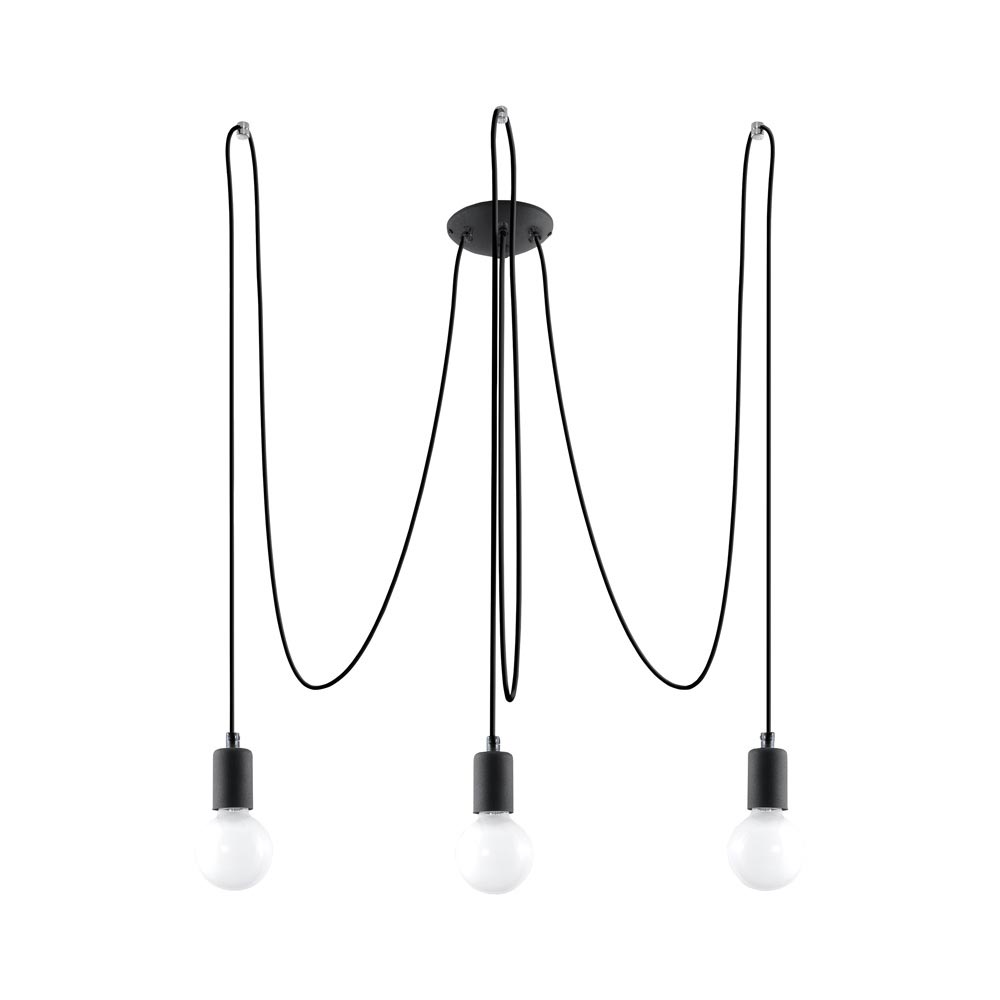 Lámpara suspendida EDISON 3 negro, E27